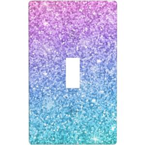 Light Switch Cover Pink Blue Glitter Wall Plates 1-Gang Single Toggle 4.5 X 2.76 Inch 1 Pack