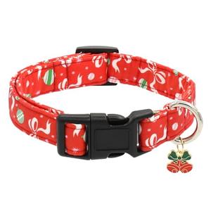 Bubblepup Christmas Dog Collar, Soft Cotton pet Collars Red Dog Collars for Small Dogs