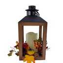 Wood Lantern with Faux Succulents and LED Candle Centerpiece,