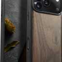 Carveit Magnetic Wooden Case for iPhone 17 Pro Max Case, Wood Artisan Engraved & Black Soft TPU Shockproof Cover, Compatible with MagSafe Wireless Chargers (Natural Grain) Walnut