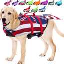 EMUST Mermaid Life Jackets for Dogs, Adjustable Ripstop Dog Life Vest for Water Safety Pet Life Vest with Rescue Handle Safety Vest for Swimming Pool Beach Boating, (L,FlagMermaid)