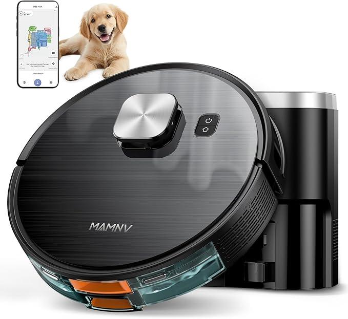 MAMNV Robot Vacuum and Mop, 11500 Pa Suction, 3-in-1 Robotic Vacuum with Smart LiDAR Navigation, 90 Day Self-Emptying,160 Min Runtime,App/Alexa/Voice Control, Ideal for Pet Hair, Carpet & Hard Floor