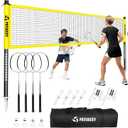 Professional Badminton Set with Net, Carbon Fiber Rackets Set of 4, 20FT