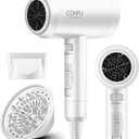 Hair Dryer with Diffuser, CONFU Blow Dryer for Curly Hair for Women Men, 21000PRM Travel Hair Dryer, Portable Lightweight Fast Drying Negative Ion Hairdryer for Home & Travel (White)