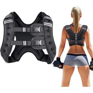 Prodigen Weighted Vest for Women and Men 20 Lbs with Reflective Stripe and Double Adjustable Buckle Straps Weight Vests for Strength Training, Jogging, Cardio, Weight Loss (20lbs, Black)