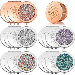 Roowest 20 Pcs Inspirational Compact Mirror Sometimes You Forget You're Awesome Appreciation Gifts for Women Employee Coworker Friends Birthday Party Favors Magnifying Pocket Mirror (Assorted Colors)
