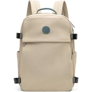 NEWBELLA 17L Laptop Backpack for Women - Water Resistant College Backpack with Multiple Pockets, Ergonomic Support for School, Work, Travel (Beige 11.22"*16.54"*5.71")