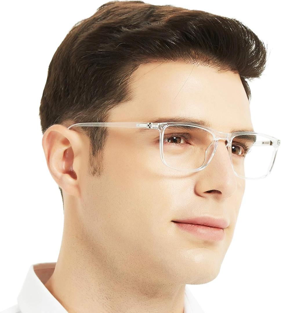 OCCI CHIARI Reading Glasses Men Square Readers 0 1.0 1.25 1.5 1.75 2.0 2.25 2.5 2.75 3.0 3.5 4.0 5.0 6.0 (Clear 150) (Transparent)