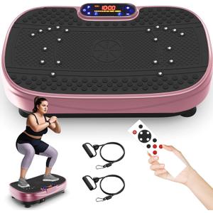 Vibration Plate Exercise Machine, Whole Body Workout Fitness Platform Vibration Plate with Resistance Bands for Home Training Equipment Speed Control