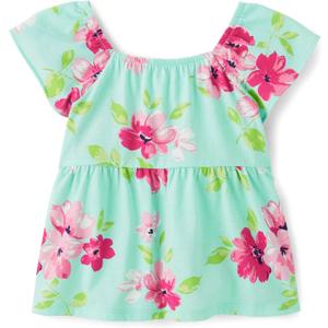 The Children's Place Baby-Girls and Toddler Short Sleeve Flutter Shirt (2T, Mint Tea)