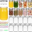 12 oz Glass Mason Jars With Lids 20 Pack,Reusable 350ml Round Canning Jars With Silver Separable Lids for Jam,Fruits Storage,Honey,Beverages and Wedding Favors(12 fl. oz, Set of 20)