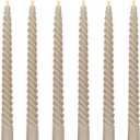 6 Pack 10 Inch Light-Mocha Spiral Taper Candles for Home Decor, Unscented Dripless Twisted Candlesticks for Weddings Dinner Holiday Decoration Formal Events