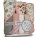 Modern Baby 6 pcs. 3 washcloths 9x9, 3 Hooded Towels 26x30 Elephants & flowers