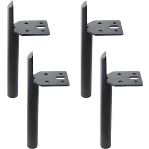 Osring Modern Furniture Legs 7 Inch Metal Furniture Table Leg Black, Steel Side-Mounted Sofa Cabinet Feet Set of 4, Also for Home Coffee Table Feet DIY Replacement