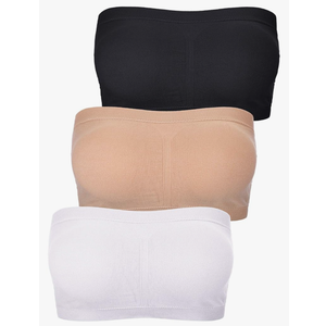 Women Bandeau Bra Padded Strapless Bralette Bra Seamless Bandeau Tube Top, XXL