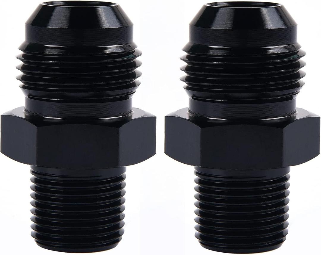 EVIL ENERGY 10AN Male Flare to 3/8" NPT Pipe Fitting Adapter Aluminum Straight Black 2PCS