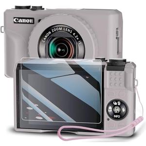 TUOOUT Silicone Case for Powershot G7X Mark II Digital Camera with with Removable Lens Cover and Screen Protector and a Lanyard for Powershot G7X Mark II Accessories -(Rose Grey)