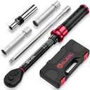 Magnetic Spark Plug Socket Set with Torque Wrench 3/8 Drive, 5-45 ft.lb/6.8-61 Nm, 5PCS Swivel Spark Plug Socket Set with Torque Wrench, Spark Plug Socket (14mm/16mm/5/8-inch), 10" Extension Bar