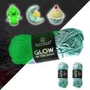 BATELO 2 Rolls Glow in The Dark Yarn Luminous Crochet Polyester Yarn Halloween Party Ghost Pumpkin Doll Total 3.52oz/ 100g 115.92yd/ 106m Light Green Yarn