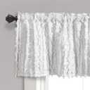 RoomTalks Boho Farmhouse White Curtain Valances Window Treatment for Bedroom Living Room Bathroom, Rod Pocket Shabby Chic Stripe Tassel Cotton Linen Decorative Kitchen Valances Curtain Topper, 18L