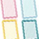 Novabright 4 Set 5 x 7 Colorful Scalloped Picture Frame Maximalist Decorative Picture Frames with Glass Front Wavy Trim Art Table Wall Hanging Whimsical Home Decor Gift (Pastel)