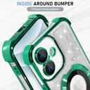 KANGHAR for iPhone 16 Plus Case, Support for MagSafe [Four Corner Cushion Series] Kickstand Electroplate Edge Shockproof Durable Full Body Protection for Girls Women -Green