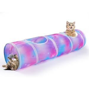 Cat Tunnels for Indoor Cats S-Shape Cat Tunnel Cute Cat Toys Foldable Cat Tube with Mouse Toy Funny Cat Stuff