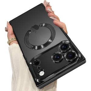 OOK Magnetic Case Made for iPhone 17 Pro Max 6.9 Inch (Compatible with MagSafe) Clear Phone Cover with Screen Protector Soft TPU Anti-Scratch Shockproof Protective Case for Women Men - Black