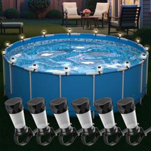 Solar Pool Lights for Above Ground Pools, Waterproof LED Pool Lights for Frame Pool Decoration, Warm White Light for Outdoor Swimming Pool Accessories, 6 Pack Solar Pool Lights for Above Ground Pools, Waterproof LED Pool Lights for Frame Pool Decoration, Warm White Light for Outdoor Swimming Pool Accessories, 6 Pack