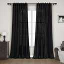 Black Linen Curtains 84 inches Long 2 Panels for Bedroom Back Tab Light Filtering Privacy Sheer Black Curtains Muslin Look Modern Farmhouse Cotton Textured Gauze Curtain for Living Room 2 Panel Set