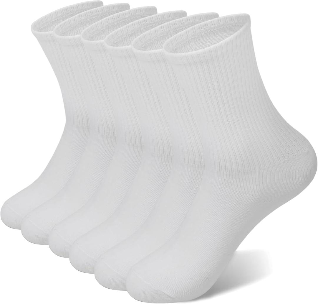 Crew Socks for Women & Man Casual Breathable LightWeight Athletic Calf Socks for running Size 5-13 (Large-X-Large)