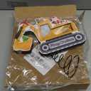 Christmas Construction Tree Topper with LED Light Christmas Excavator Tree top Xmas Vehicle Construction Wooden Ornaments Holiday Treetops Ornament for Kids Xmas Party Tabletop Display Decorations