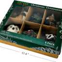 naturevibe Sisal Woodland Animals Christmas Tree Ornaments,Set of 6 Natural Forest Friends with Gift Boxes for Presents,Ornaments Animals as Rustic Home Decorations