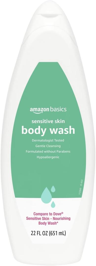 Amazon Basics Hypoallergenic Body Wash for Sensitive Skin, Creamy Lather, Paraben Free, 22 fl oz (1-Pack)