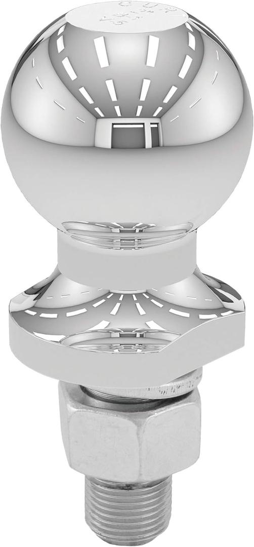 CURT 40003 Chrome Trailer Hitch Ball, 3,500 lbs, 2-Inch Diameter, 3/4 x 1-3/4-Inch Shank , Universal Fit