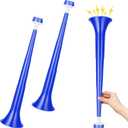 2 Pcs Stadium Horn for Adult, 21 Inch Vuvuzela Plastic Collapsible Cheering Trumpets for Sporting Events Football Carnival Party (Blue)