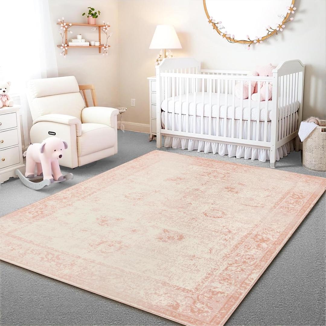 Istana 5x7 Area Rug - Pink Rugs for Living Room 5x7 - Foldable Rugs for Bedroom - Stain Resistant Washable Rug - Eco-Friendly Boho Area Rugs - Easy to Clean Living Room Rug