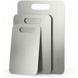 3 PCS Stainless Steel Cutting Boards for Kitchen, Non Toxic Chopping Boards for Meat, Fruits & Break, Dishwasher Safe, (15.3"x11", 13.4"x9", 11.8"x8")