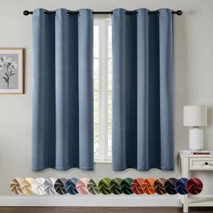 MIULEE Stone Blue Blackout Curtains for Bedroom Living Room 63 Inches Long 2 Panels, Thermal Insulated Room Darkening Drapes Solid Grommet Top Noise Reducing Light Blue Window Treatments 40x63 Inch