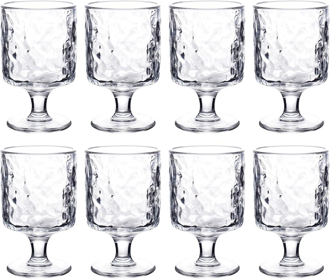 Hobnail Drinking Glasses Set of 8, Vintage Water Goblets Glassware, 8oz Hobnail Goblets Set, Elegant Water Goblets, Beverage Stemmed Glass Cups (8PCS-A)