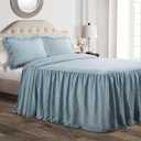 Lush Decor Ruffle Skirt Bedspread Set - 3-Piece Luxurious Farmhouse Bedding - Elegant Ruffle Detail - Timeless Style - Soft Lightweight Sheets - Queen, Lake Blue