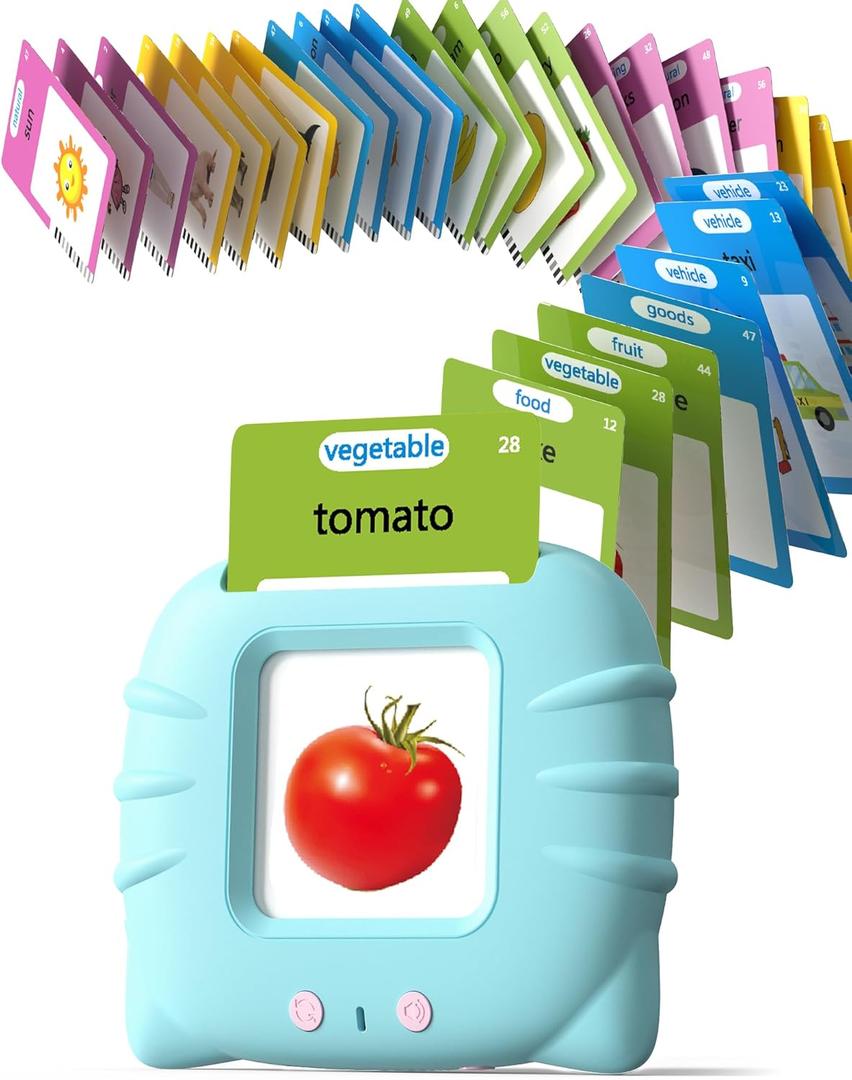 Talking Flash Cards for Toddlers 1 2 3 4 Year Olds, Montessori Language Learning with 224 Words, Pocket Speech Therapy and Autism Playthings, Children's Sensory Educational Device