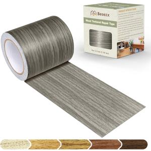 Besezx Wood Grain Tape, 2.4" X15', Self Adhesive Wood Grain Repair Patch for Tables, Chairs, DIY,Baseboards, Doors, Windows, Floors and Furniture Renovation