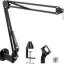 SUNMON Microphone Wall Mount and Metal Table Mounting Clamp, Universal Microphone Boom Arm Stand Compatible with HyperX QuadCast, Blue Yeti, Blue Snowball, Shure SM58 Microphone