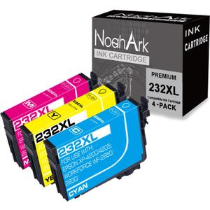 NoahArk 3 Packs 232XL Remanufactured Ink Cartridge Replacement for 232 232XL T232 T232XL High-Capacity Work for XP-4200 XP-4205 WF-2930 WF-2950 Printer (Cyan, Magenta, Yellow)