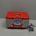 Crosley CR612B-RE Corsair Retro AM/FM Alarm Clock Radio and CD Player with Stereo Bluetooth Speakers, Red