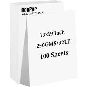 100 Sheets White Cardstock 13 x 19, 92lb/250gsm Black Card Stock, Thick Card Stock Paper, Heavy Cardstock Paper for Printer, Resume, Scrapbooks, Art, Crafts, Business Cards (13x19, White-100Sheets)
