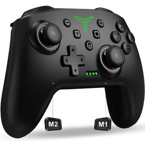 Switch Controller, Wireless Switch Controller Compatible with Switch Controller/Switch 2/Switch Lite/OLED, Wireless Switch Controllers Work with iOS/Android/PC with RGB Light, Programmable, TURBO & Wakeup (Black)