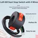 Handlebar Mount Motorbike ON Off Start Kill Switch 7/8" 22mm 4 Wires Aftermarket Replacement Parts Fit for 110cc 125cc Taotao ATVs Quad Wheelers Motorcycles Pit Bike.
