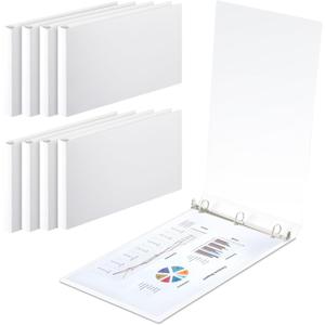8 Pcs 11 x 17 Inch 3 Ring Binders 1 Inch Rings Heavy Duty View D Ring Binders Economy Holds 11" x 17" Paper for Artwork Blueprints, Office, Home, Work Places(White)